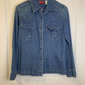 Vtg Levi's Women's Med 100% Cotton Button Down Western Style Shirt Jacket